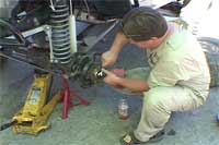 Mechanic working on a vehicle