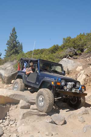 Jeep going through water